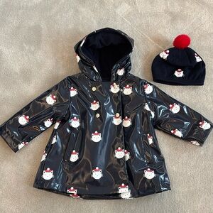 Jacadi girls navy blue coat and matching hat, size 18m for coat and 24M/36M hat